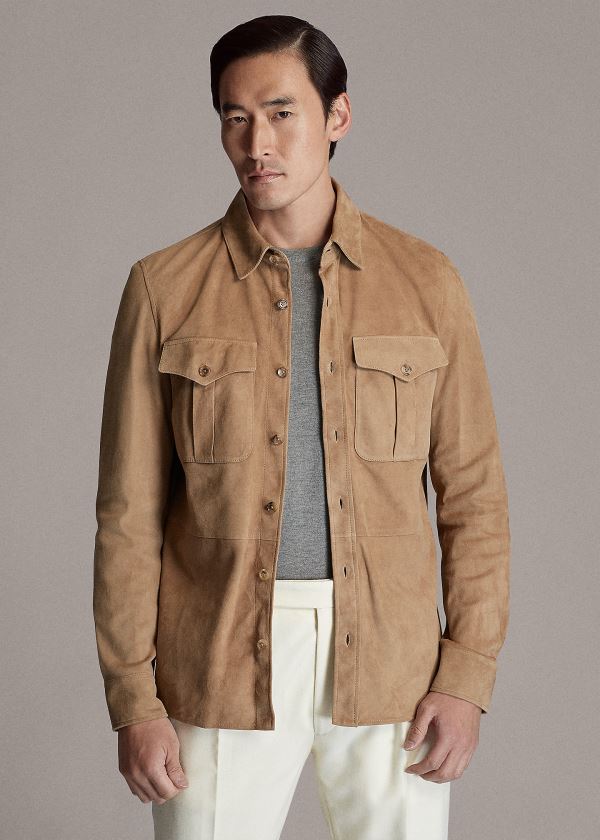 Ralph Lauren Suede Overshirt Herre Danmark (UODTN7812)